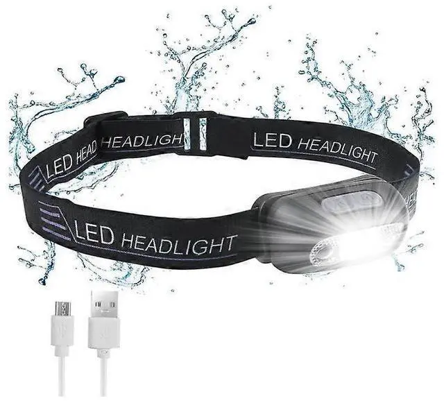 Main image of Ecocleanpath Rechargeable LED Headlamp with Motion Sensor, 160 Lumen, IPX6 Waterproof, Ultra-Light Black Head Torch