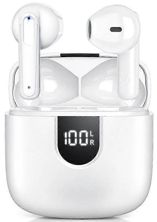 Main image of Wireless Earbuds Bluetooth 5.3, Deep Bass Noise Cancelling, LED Power Display, IP7 Waterproof (White)