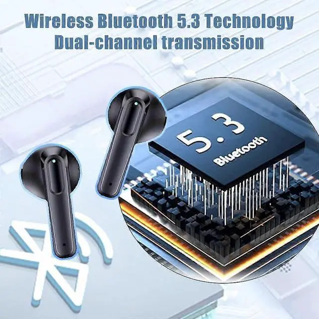 Alt view image 3 of 5 - Wireless Earbuds Bluetooth 5.3, Deep Bass Noise Cancelling, LED Power Display, IP7 Waterproof (White)