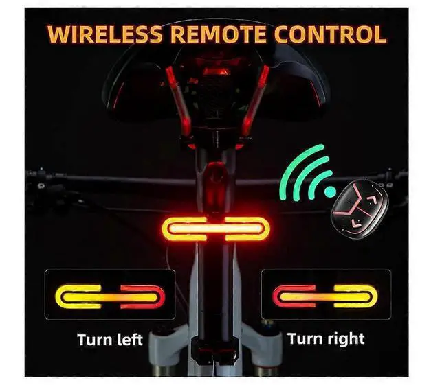 Alt view image 2 of 5 - EcocleanpathSmart Bike Tail Light with Wireless Remote, Turn Signals & Auto Brake, IPX6 Waterproof, USB Rechargeable - Black