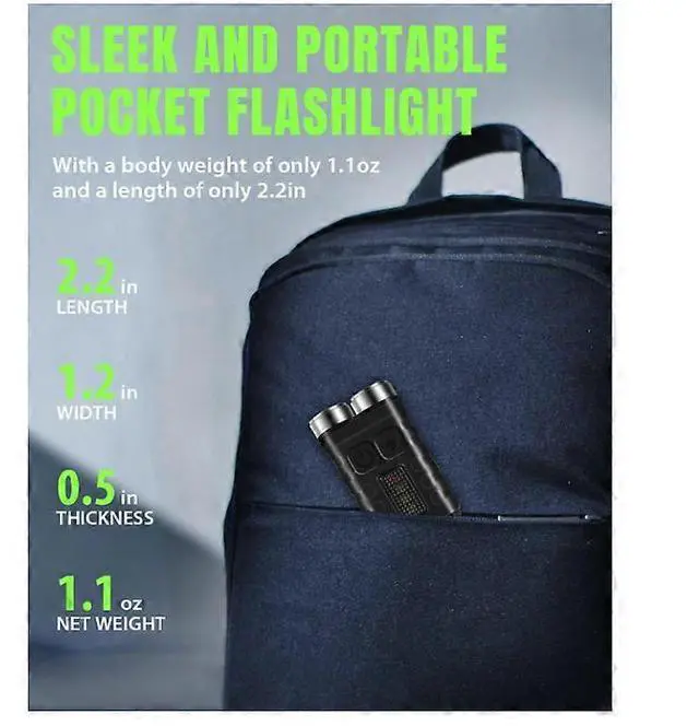 Alt view image 3 of 5 - Ecocleanpath 900 Lumen USB-C Rechargeable Tactical Flashlight, 12 Modes & IP65 Waterproof EDC LED Light (Black)