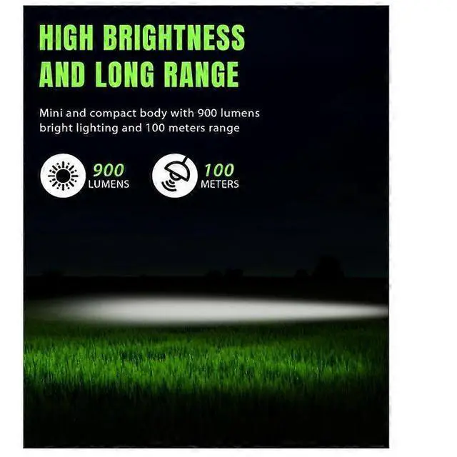 Alt view image 4 of 5 - Ecocleanpath 900 Lumen USB-C Rechargeable Tactical Flashlight, 12 Modes & IP65 Waterproof EDC LED Light (Black)