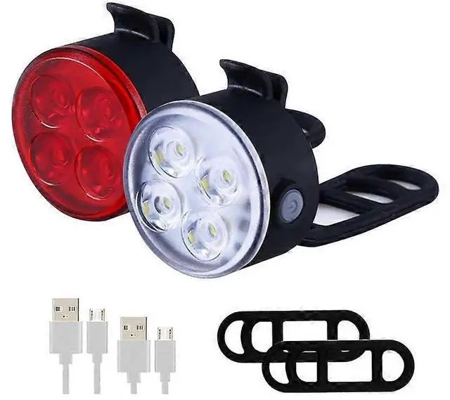 Main image of EcocleanpathUSB Rechargeable Bike Light Set, 4-Mode Waterproof LED Lights for Mountain & Road Bikes (Black)