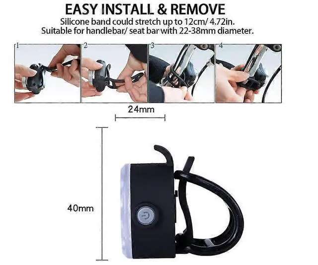 Alt view image 3 of 5 - EcocleanpathUSB Rechargeable Bike Light Set, 4-Mode Waterproof LED Lights for Mountain & Road Bikes (Black)