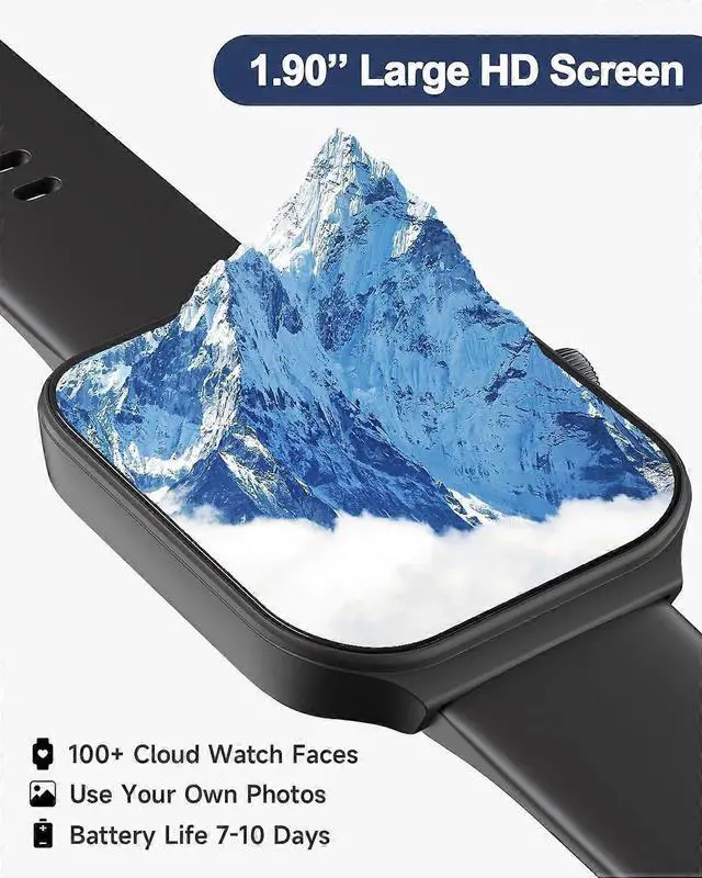 Alt view image 4 of 5 - Ecocleanpath F96 Smart Watch for Women: 1.9" HD Display, 100+ Sports Modes, Health Tracker