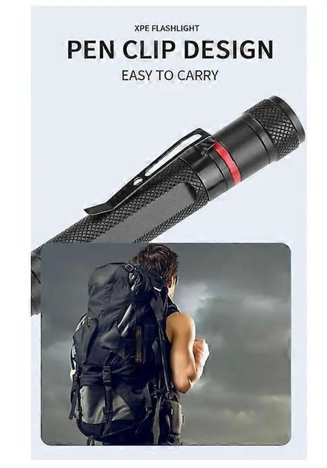 Alt view image 3 of 5 - Ecocleanpath 2-Pack 100 Lumen Pen Flashlights, 3 Modes, Water Resistant EDC Pocket Light (Black)