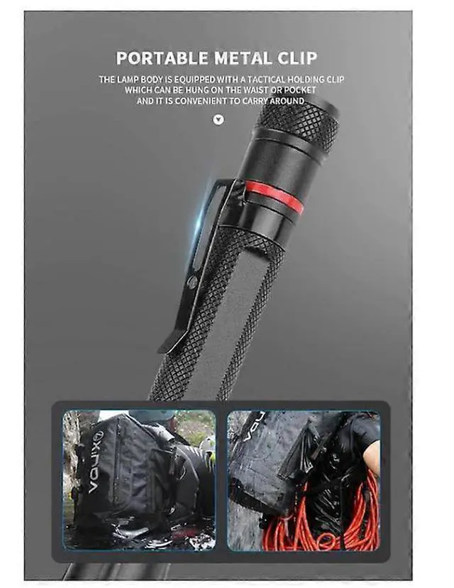 Alt view image 4 of 5 - Ecocleanpath 2-Pack 100 Lumen Pen Flashlights, 3 Modes, Water Resistant EDC Pocket Light (Black)
