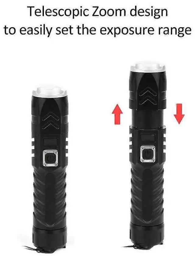 Alt view image 5 of 5 - Ecocleanpath Ultra Bright Zoomable USB Rechargeable Flashlight with OLED Display, IPX5 Waterproof for Outdoor Adventures (Black)