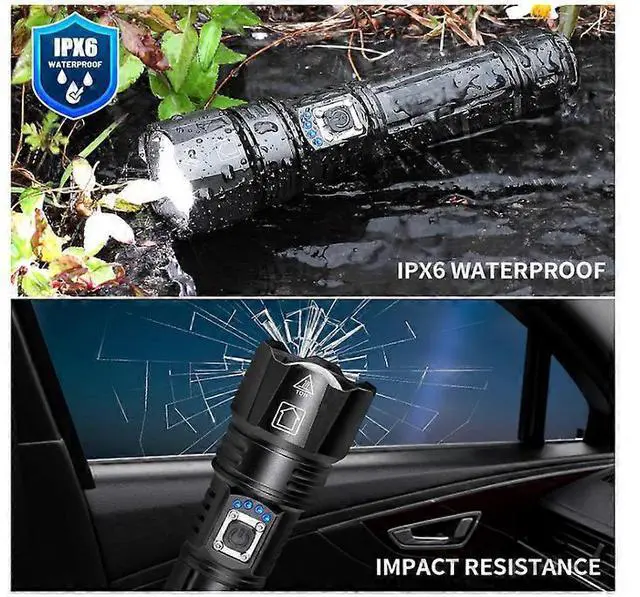 Alt view image 5 of 5 - Ecocleanpath 990K Lumen LED Flashlight, 12H Runtime, 5 Modes, USB Rechargeable, Waterproof for Camping & Emergencies (Black)