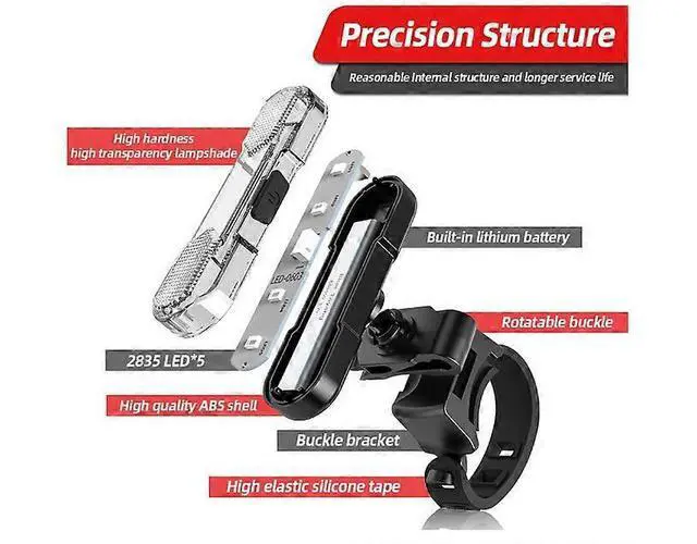 Alt view image 2 of 5 - EcocleanpathUSB Rechargeable Bike Tail Light 2 Pack, 4 Modes Waterproof LED Bicycle Safety Light (Black)