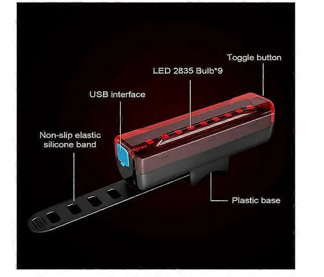 Alt view image 5 of 5 - EcocleanpathBike Tail Light 2 Pack, 1200mAh 50H Runtime, Ultra Bright LED Rear Light, 5 Modes, IPX5 Waterproof (Black)