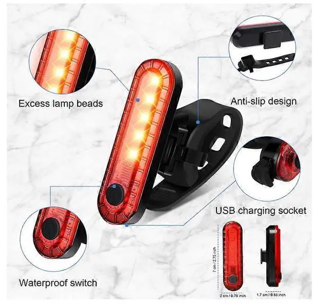 Alt view image 3 of 5 - EcocleanpathUSB Rechargeable Bike Tail Light, 4 Modes IPX5 Waterproof Rear Bicycle Safety Light, Black