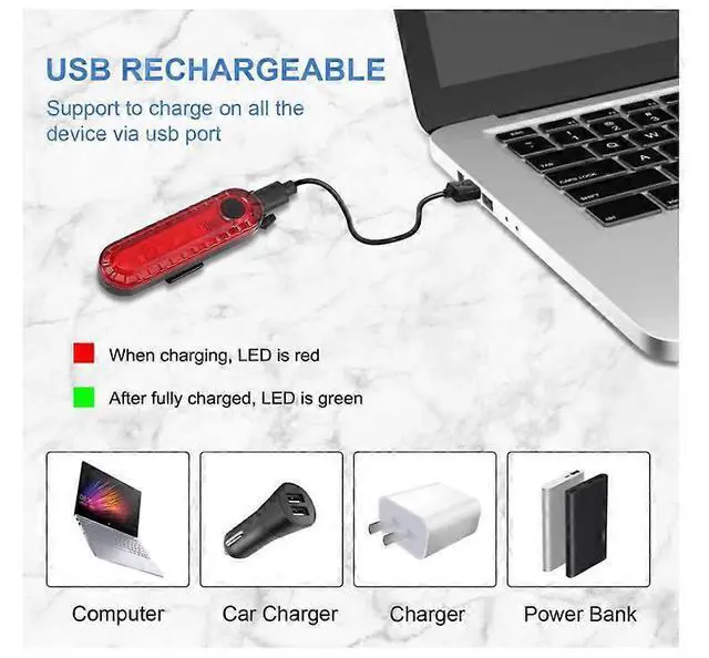 Alt view image 5 of 5 - EcocleanpathUSB Rechargeable Bike Tail Light, 4 Modes IPX5 Waterproof Rear Bicycle Safety Light, Black