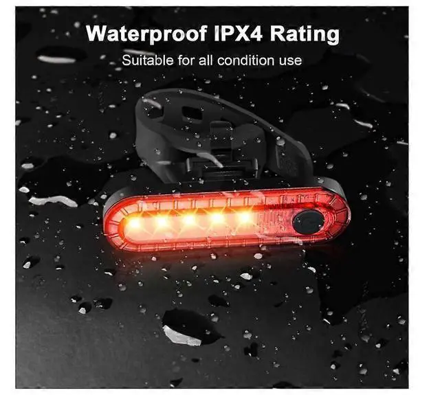 Alt view image 2 of 5 - EcocleanpathUSB Rechargeable Bike Tail Light, 4 Modes IPX5 Waterproof Rear Bicycle Safety Light, Black