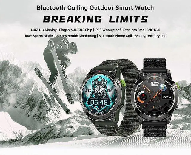 Alt view image 2 of 5 - Ecocleanpath Smart Watch 1.45" HD Bluetooth Call, IP68 Waterproof, 100+ Sports Modes, Black