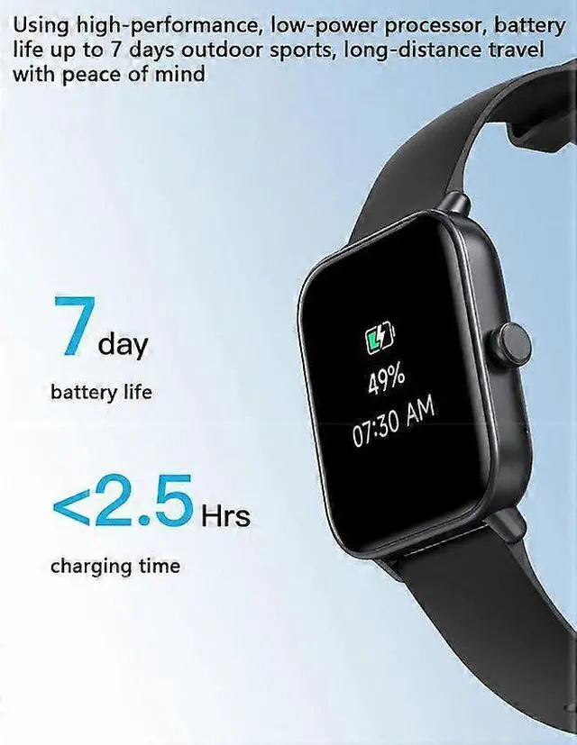 Alt view image 2 of 5 - Ecocleanpath 1.8" Smart Watch, 100 Sports Modes, Heart Rate & Blood Oxygen Monitor, iOS/Android Compatible, Black