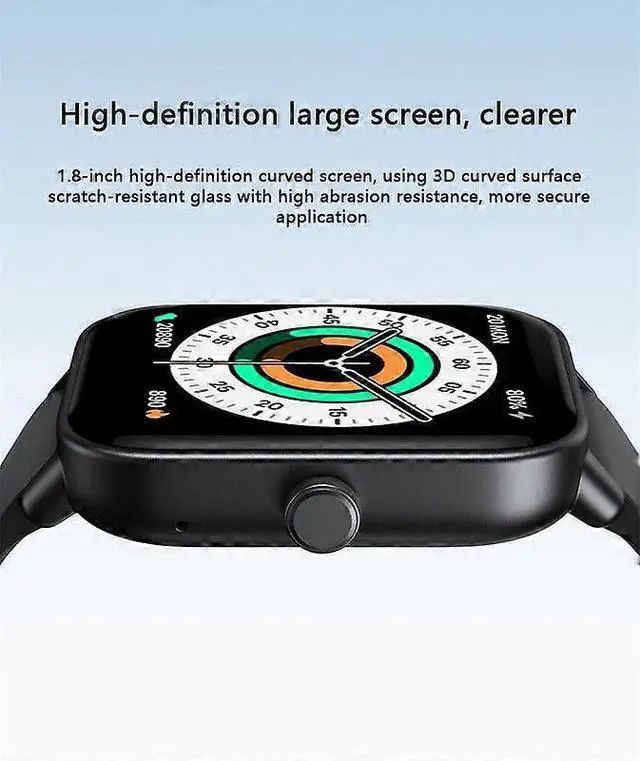 Alt view image 3 of 5 - Ecocleanpath 1.8" Smart Watch, 100 Sports Modes, Heart Rate & Blood Oxygen Monitor, iOS/Android Compatible, Black
