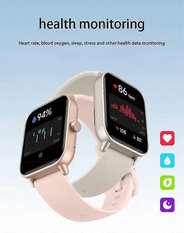 Alt view image 4 of 5 - Ecocleanpath 1.8" Smart Watch, 100 Sports Modes, Heart Rate & Blood Oxygen Monitor, iOS/Android Compatible, Black