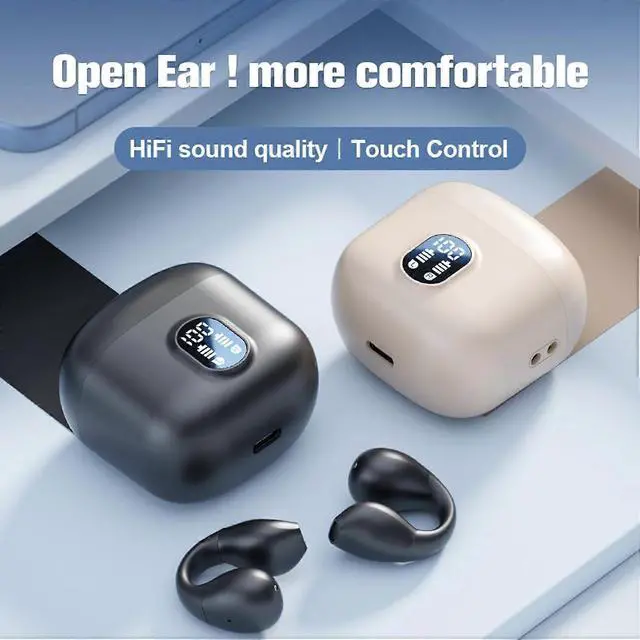 Alt view image 5 of 5 - OWS Bluetooth 5.4 Air Conduction Earphones - Ergonomic Clip-On, 24H Battery, White