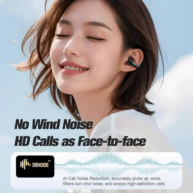 Alt view image 3 of 5 - OWS Bluetooth 5.4 Air Conduction Earphones - Ergonomic Clip-On, 24H Battery, White