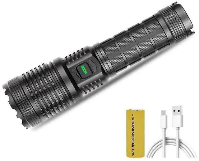 Main image of Ecocleanpath XHP70.2 LED Flashlight, USB Rechargeable Zoomable Waterproof Torch, 26650 Battery Work Light (Black)