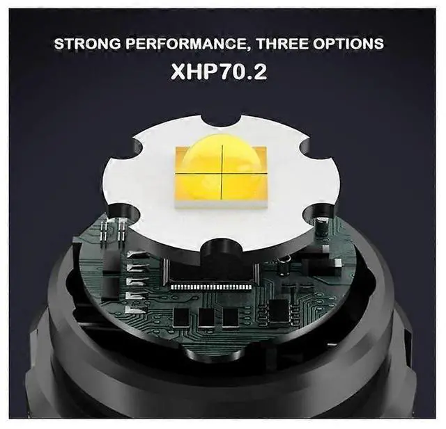 Alt view image 2 of 5 - Ecocleanpath XHP70.2 LED Flashlight, USB Rechargeable Zoomable Waterproof Torch, 26650 Battery Work Light (Black)