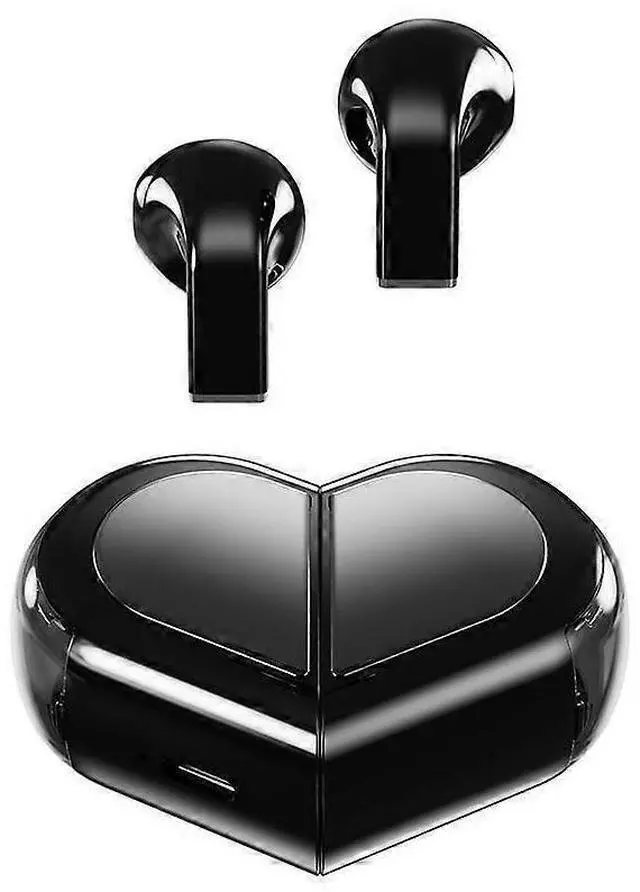Main image of Cute Heart-Shaped Wireless Earbuds, Bluetooth 5.3, 24H Battery, Mini Design for Girls & Kids (Black)