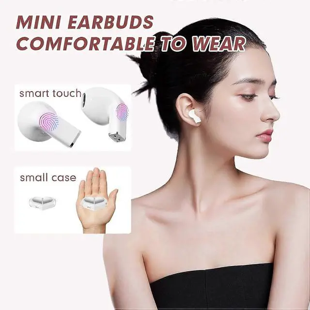 Alt view image 3 of 5 - Cute Heart-Shaped Wireless Earbuds, Bluetooth 5.3, 24H Battery, Mini Design for Girls & Kids (Black)