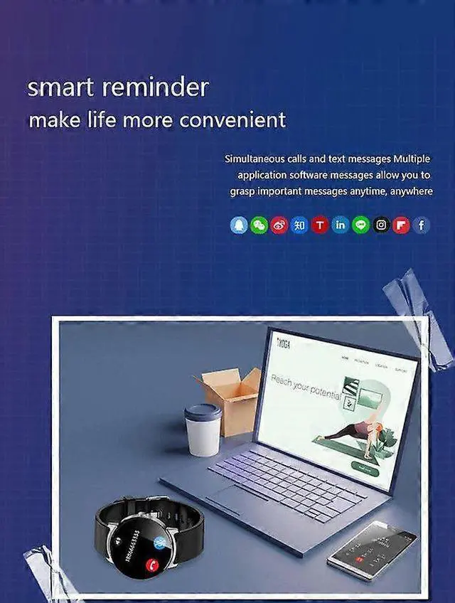 Alt view image 3 of 5 - Ecocleanpath Smart Watch with 20 Sports Modes, Health Monitoring & Notifications for iPhone/Android, Black