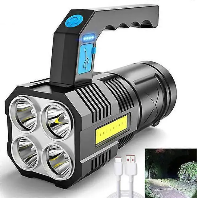 Main image of Ecocleanpath Rechargeable LED Flashlight, 500m Spotlight, 4 Modes, Waterproof Work Light, Black