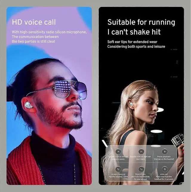 Alt view image 5 of 5 - Silver True Wireless Earbuds with ENC, Bluetooth 5.3, IPX7 Waterproof & 2200mAh Power Bank