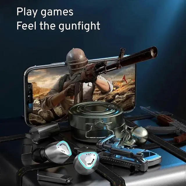 Alt view image 3 of 5 - Silver True Wireless Earbuds with ENC, Bluetooth 5.3, IPX7 Waterproof & 2200mAh Power Bank