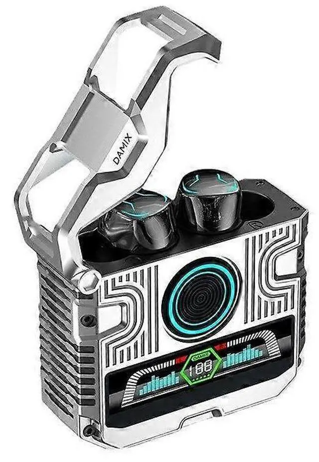 Main image of Punk TWS Wireless Earphones Bluetooth 5.3 with Digital Display, 8mm Drivers & Low Latency (Silver)