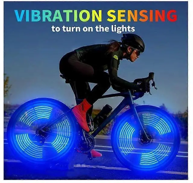 Alt view image 2 of 5 - EcocleanpathLED Bike Wheel Lights, 6 Color-Changing Spoke Strips, Waterproof & Auto On/Off, 2 Pack (Black)