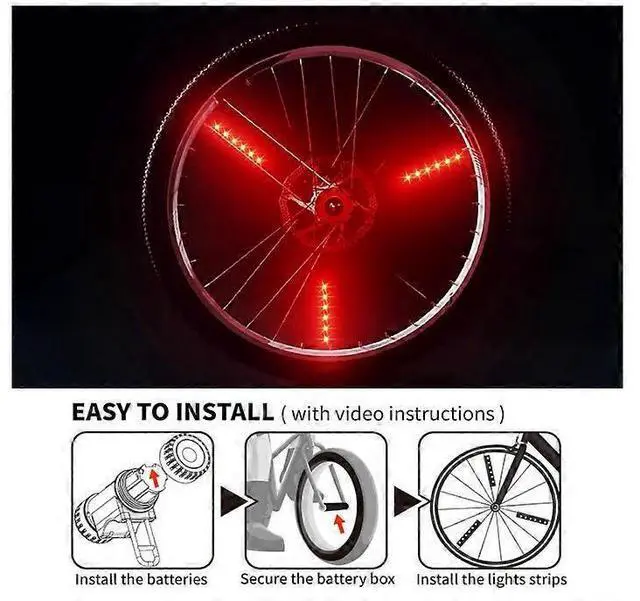 Alt view image 5 of 5 - EcocleanpathLED Bike Wheel Lights, 6 Color-Changing Spoke Strips, Waterproof & Auto On/Off, 2 Pack (Black)