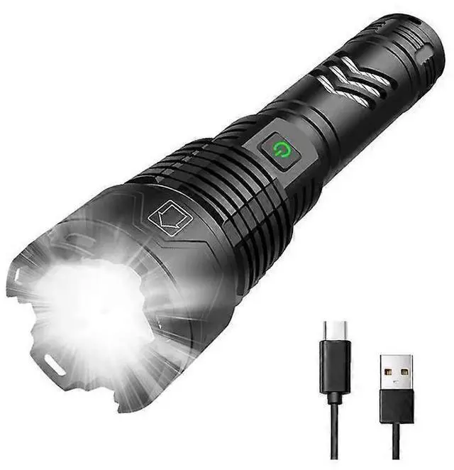 Main image of Ecocleanpath 100,000 Lumen Super Bright Flashlight, USB Rechargeable, Zoomable & Waterproof for Camping & Emergencies (Black)