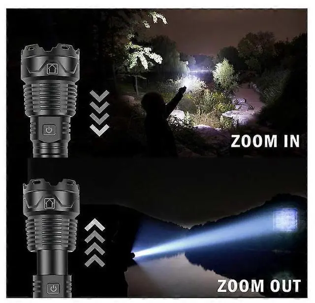 Alt view image 3 of 5 - Ecocleanpath 100,000 Lumen Super Bright Flashlight, USB Rechargeable, Zoomable & Waterproof for Camping & Emergencies (Black)