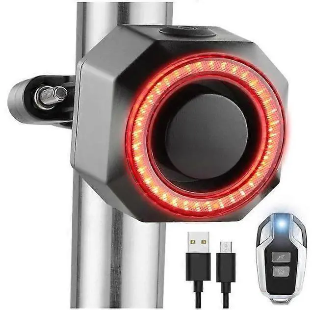 Main image of EcocleanpathSmart Bike Tail Light Alarm with Remote | 4-in-1 Brake Light, Anti-Theft Horn, USB-C Rechargeable (Black)