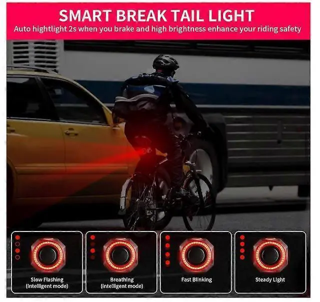 Alt view image 4 of 5 - EcocleanpathSmart Bike Tail Light Alarm with Remote | 4-in-1 Brake Light, Anti-Theft Horn, USB-C Rechargeable (Black)
