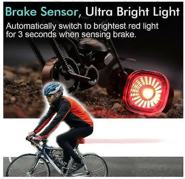 Alt view image 2 of 5 - EcocleanpathUSB Rechargeable Bike Tail Light with Auto On/Off & Brake Sensing, IPX6 Waterproof, RGB Safety Light (Black)