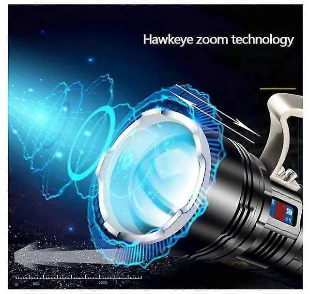 Alt view image 3 of 5 - Ecocleanpath Super Bright 21000mAh USB Rechargeable LED Flashlight, IPX6 Waterproof Searchlight for Camping, Hiking, Fishing