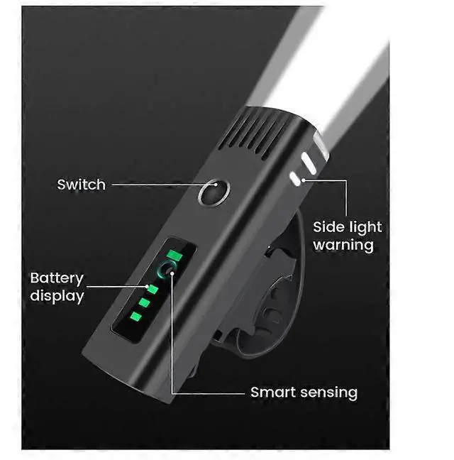 Alt view image 3 of 5 - EcocleanpathSmart Sensor Bike Headlight 250 Lumens, USB Rechargeable, IPX6 Waterproof Cycling Light (Black)