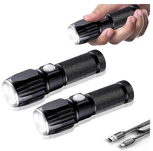 Main image of Ecocleanpath 2000 Lumen LED Flashlight, Waterproof Mini Handheld Light with 3 Modes, 2-Pack Black
