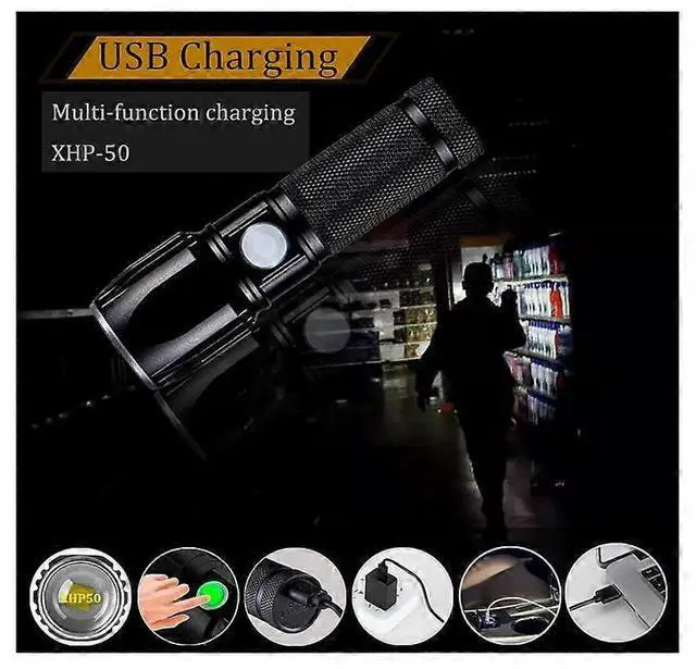 Alt view image 4 of 5 - Ecocleanpath 2000 Lumen LED Flashlight, Waterproof Mini Handheld Light with 3 Modes, 2-Pack Black