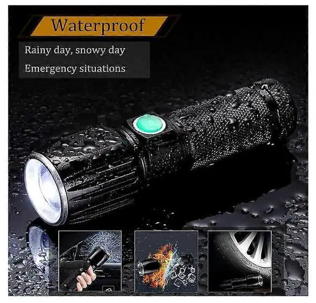 Alt view image 5 of 5 - Ecocleanpath 2000 Lumen LED Flashlight, Waterproof Mini Handheld Light with 3 Modes, 2-Pack Black
