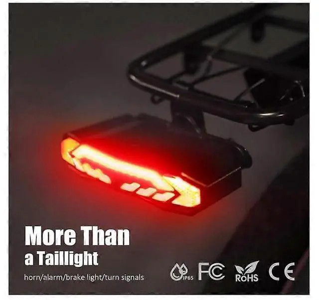 Alt view image 3 of 5 - EcocleanpathSmart 5-in-1 Bike Tail Light with Turn Signals, Brake Light & Alarm, USB Rechargeable, Black