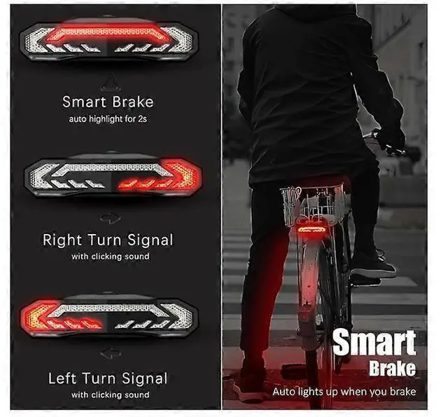 Alt view image 4 of 5 - EcocleanpathSmart 5-in-1 Bike Tail Light with Turn Signals, Brake Light & Alarm, USB Rechargeable, Black