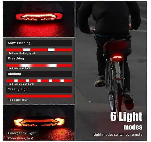 Alt view image 5 of 5 - EcocleanpathSmart 5-in-1 Bike Tail Light with Turn Signals, Brake Light & Alarm, USB Rechargeable, Black
