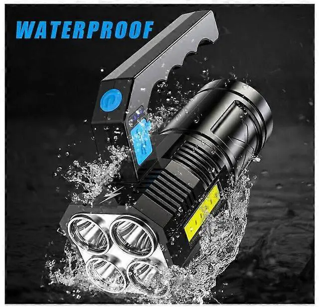 Alt view image 3 of 5 - Ecocleanpath Rechargeable LED Flashlight, 500m Spotlight, 4 Modes, Waterproof Work Light, Black