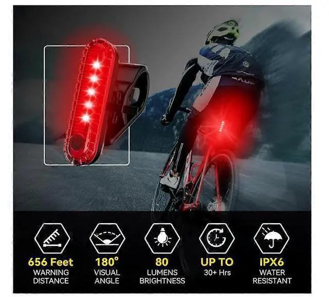 Alt view image 5 of 5 - EcocleanpathUSB Rechargeable Bike Tail Light, 500 Lumens Super Bright, 4 Modes Waterproof Cycling Safety Light (Black)